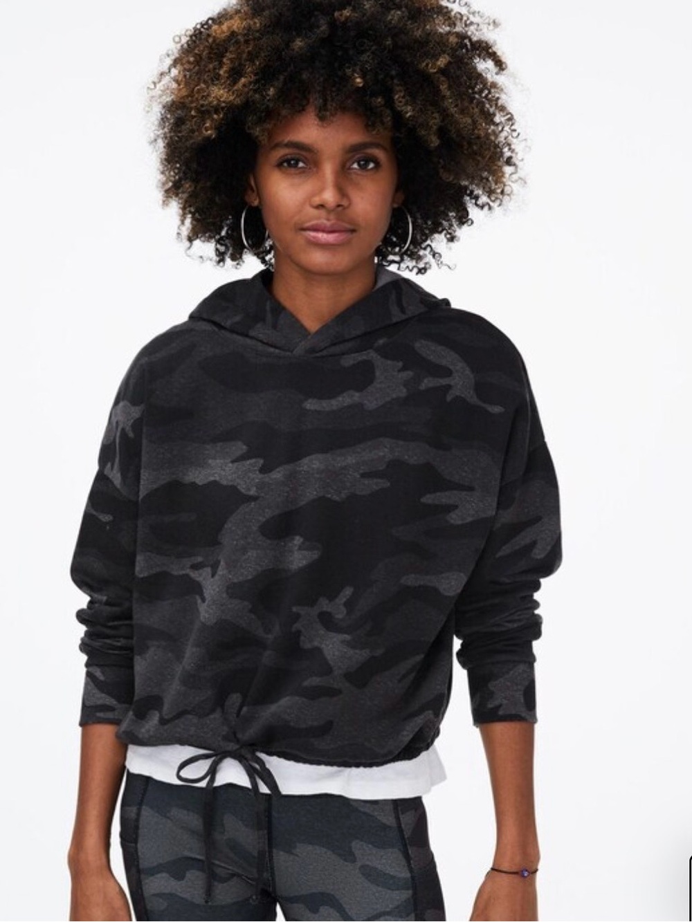 Aeropostale Black & Charcoal Camo Hooded Pullover